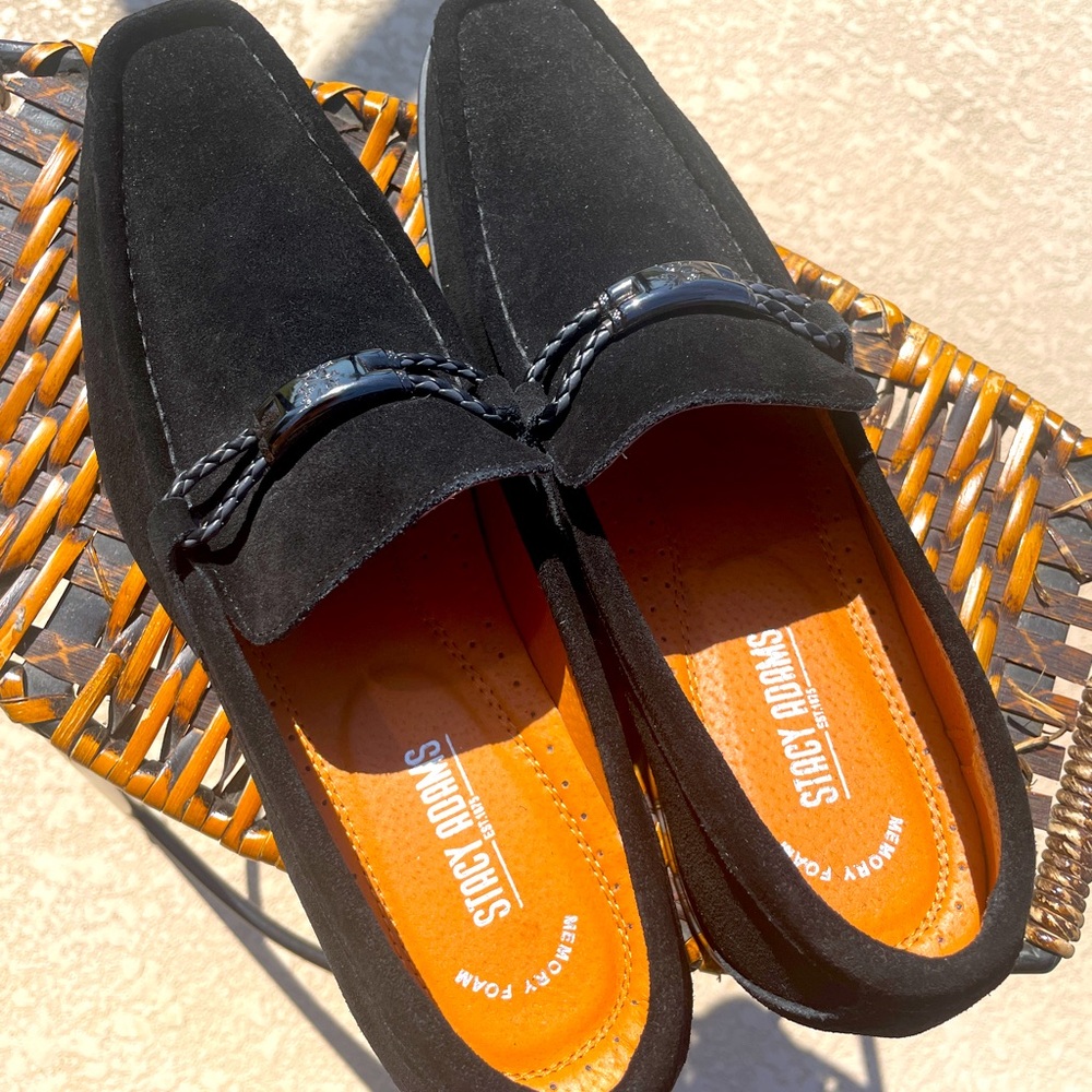Stacy Adams Slip On Preppy Black Loafers with Accents NWOT SZ 10.5M.